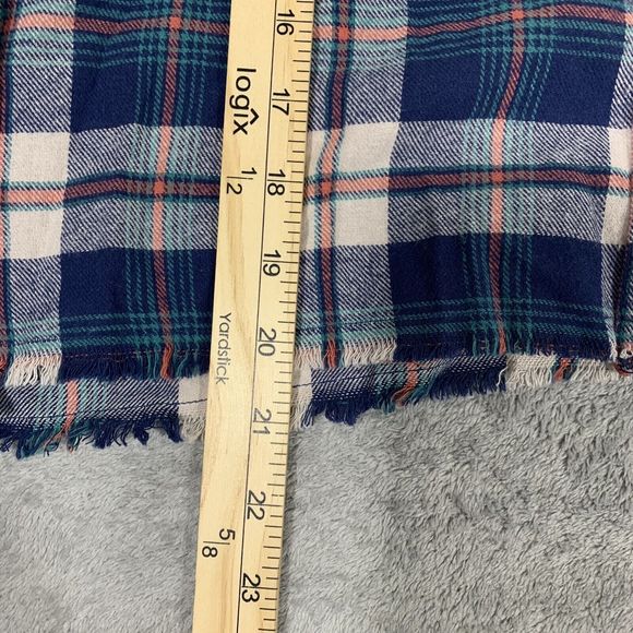 Thread Supply Plaid Red White Blue Button Up Cropped Shirt Size XL Women’s - Picture 8 of 13